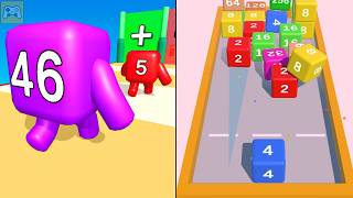 Level Up Numbers vs 2048 Cube Shooter ✦ ASMR Gameplay Android iOS • 2048 Number Merge Race Games screenshot 1