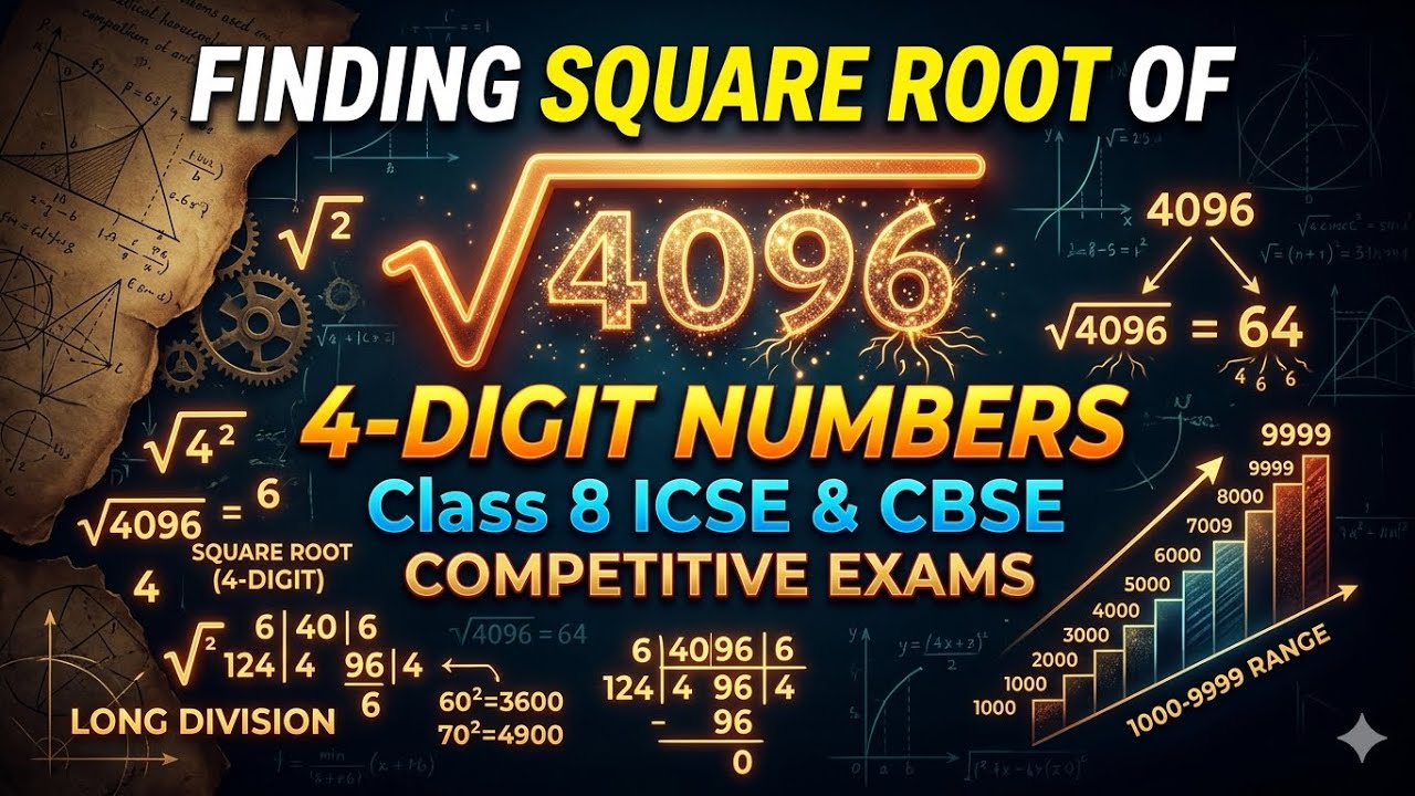 Finding square square root of four digit numbers class eighth ICSE and ...