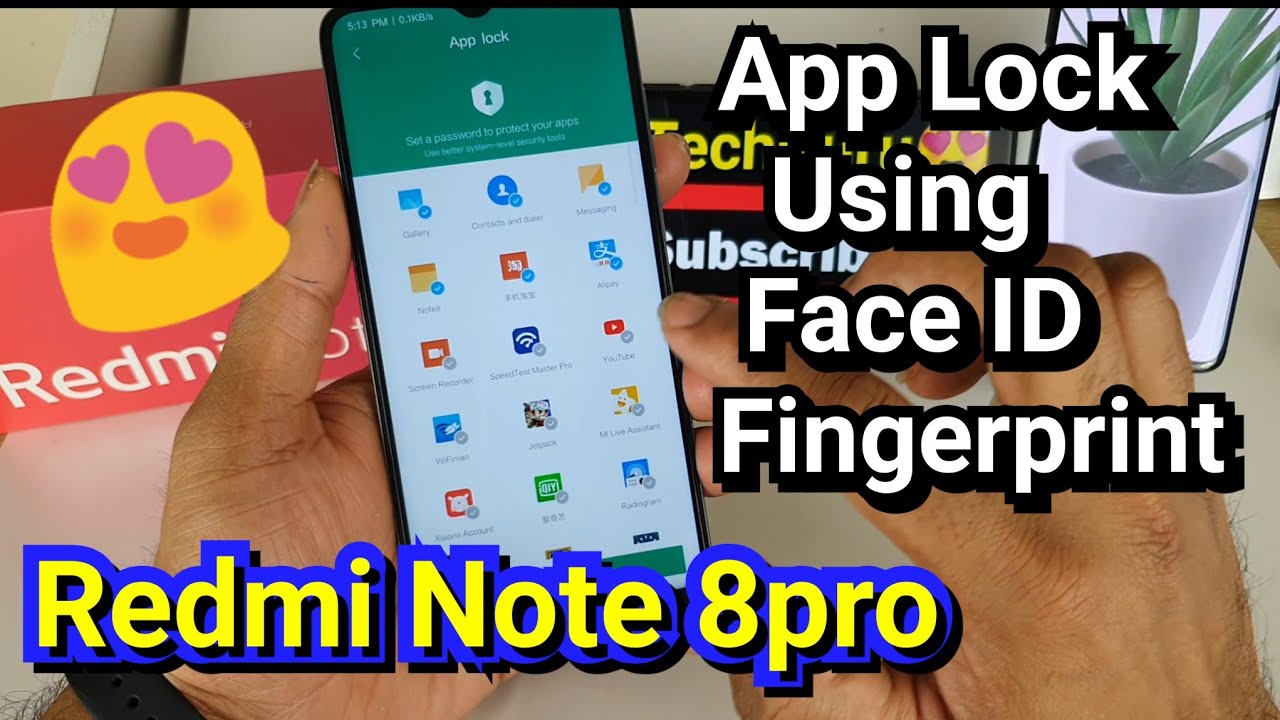 Redmi Note 8pro app lock using fingerprint and face id - YouTube