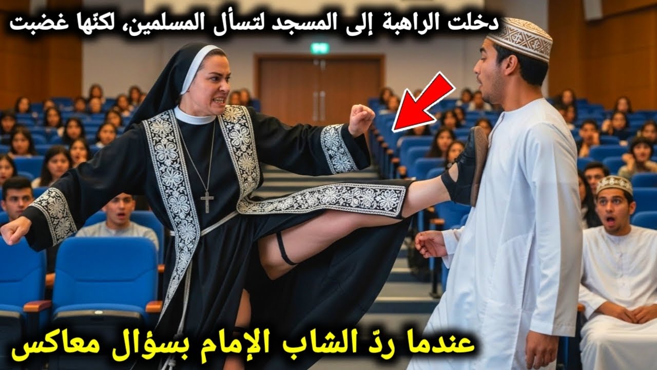 دخلت الراهبة إلى المسجد لتسأل المسلمين، لكنّها غضبت عندما ردّ الشاب الإمام بسؤال معاكس