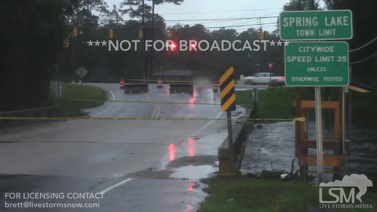 09/16/2018 Spring Lake, North Carolina River Flood Over Takes Bridge