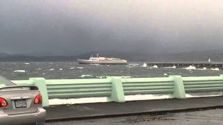 It is quite a stormy day here in victoria, but the coho ferry (aka
black ball ferry) continues on its route past victoria breakwater.
normally so b...