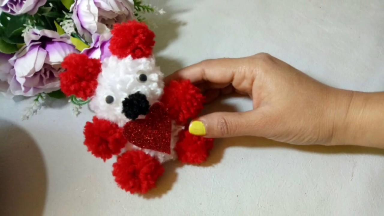 How to make Pom Pom Teddy Bear From Wool/Super Easy and Quick/kids craft.. . YouTube