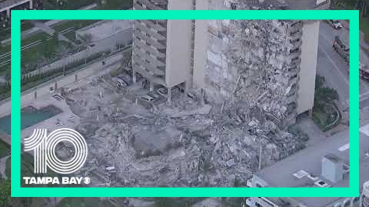 Aerial video shows Surfside high-rise condo building collapse - YouTube