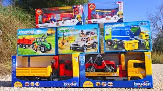 سيارة شرطة, حفارة, جرارة, شاحنة إطفاء,  شاحنة قمامة ألعاب للأطفال