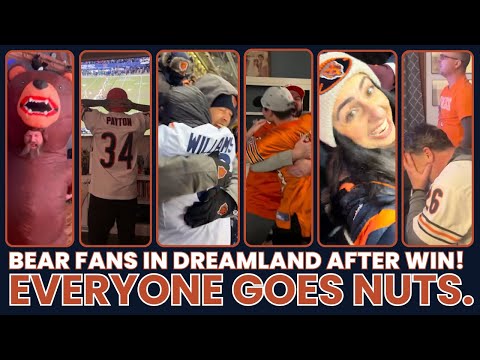 BEARS FANS IN DREAMLAND AFTER PACKER WIN!  EVERYONE GOES NUTS.  (Wild and joyous fan reactions)
