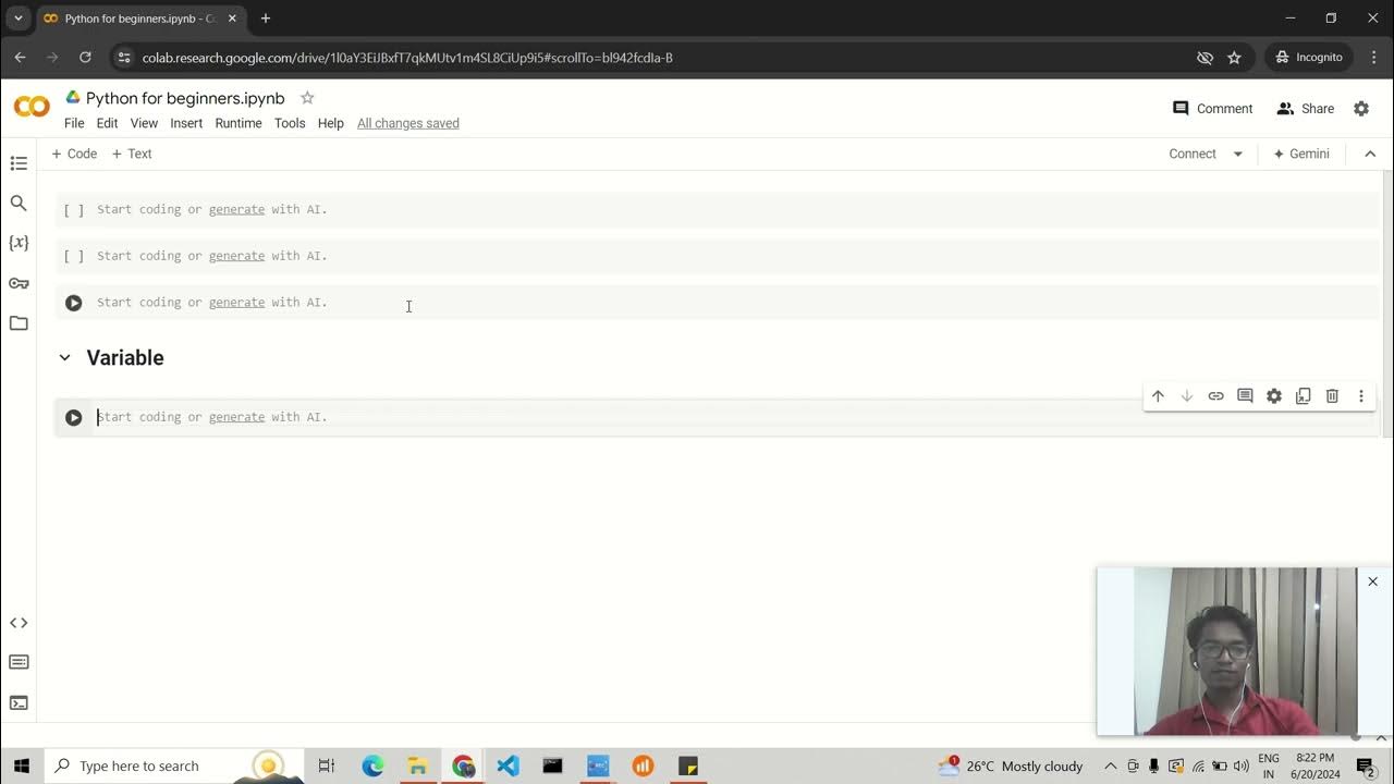 Python for beginners, Google Colab, Variables - YouTube