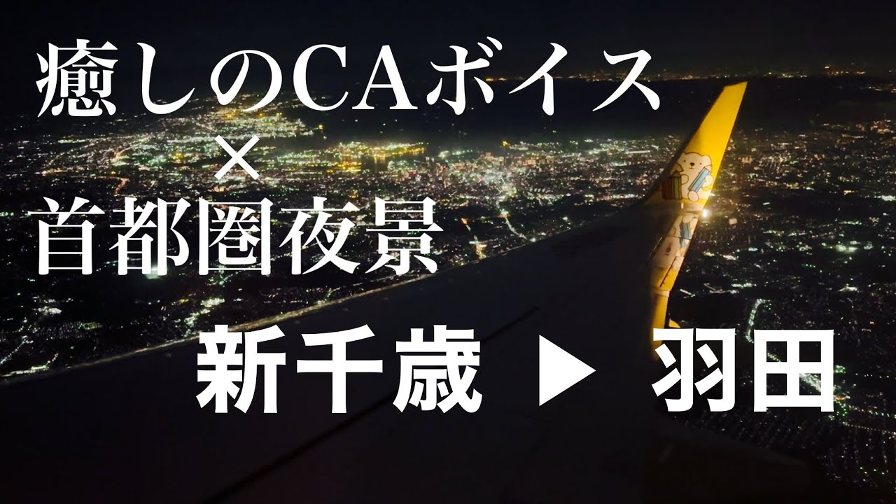 女性CA→男性CAが交代！ AIRDO便で羽田到着  夜景と癒しのフルフライト【HIDE-KIX  AIR】