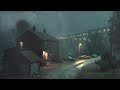 Small Town House in Heavy Rain by the Bridge | Soft Thunder and Soothing Night Sounds for Sleep