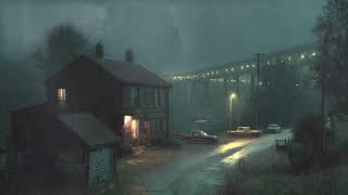 Small Town House in Heavy Rain by the Bridge | Soft Thunder and Soothing Night Sounds for Sleep