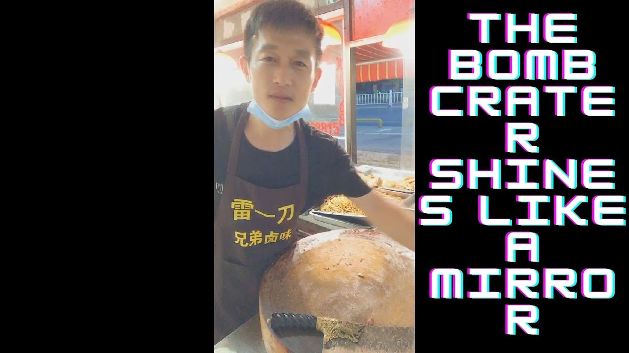 The bomb crater shines like a mirror