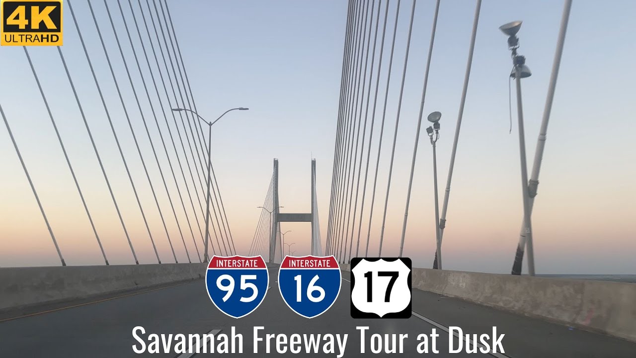 Savannah, GA Freeway Tour at Dusk [4K] - YouTube
