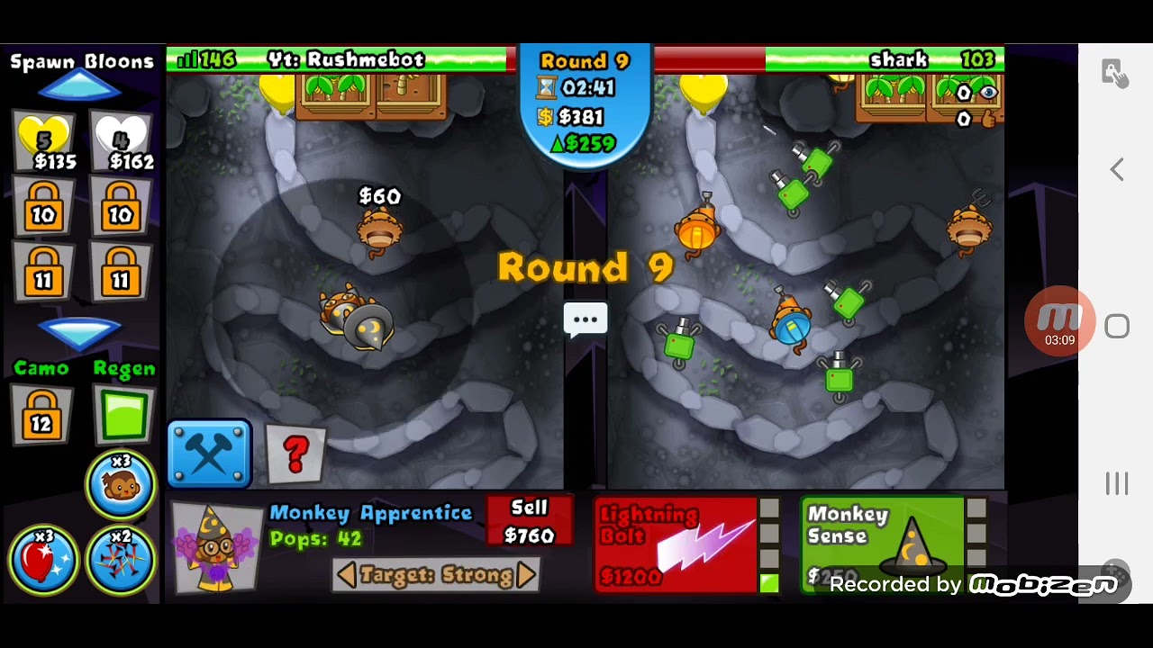 Winning in dreadbloon cave! (BTD battles one)