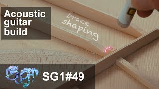 Sugar SG1 acoustic guitar build part 49: Shaping the front braces