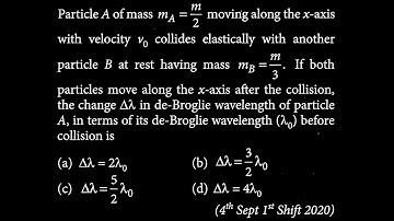 Particle A of mass m_{A} = m/2 moving along the x-axis with velocity v_{0} collides MP DTS 32 Q4