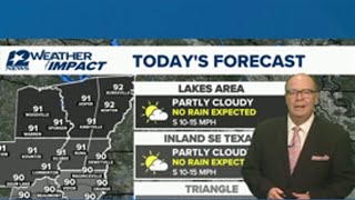 Partly cloudy, no rain expected Thursday afternoon in Southeast Texas