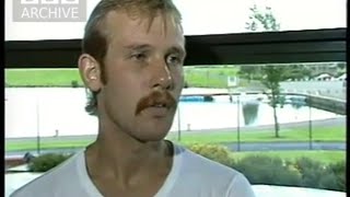 UVFs Billy Wright (26) and other loyalists protest about the RUCs use of plastic bullets, July 1986.