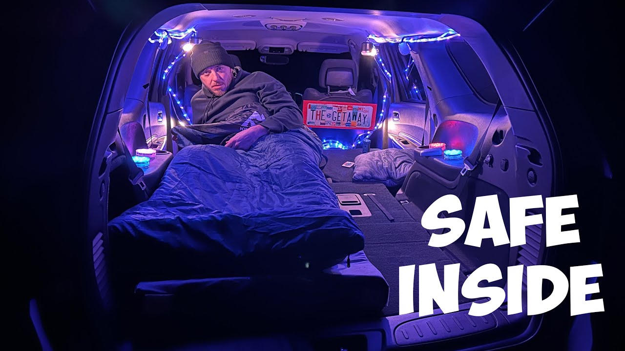Solo Car Camping in -8 w/ Electric Sleeping Bag | Winter Camping Off-Grid  in an SUV