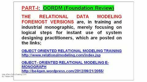 Object Oriented Relational Data Modeling - Monograph - Segment 1 - Foundation Review