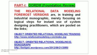 Object Oriented Relational Data Modeling - Monograph - Segment 1 - Foundation Review