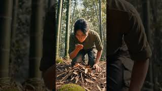 I Built a SECRET Bamboo Treehouse! 🎋🛖#viral #shorts #trending #bushcraft #survival #treehouse #fyp