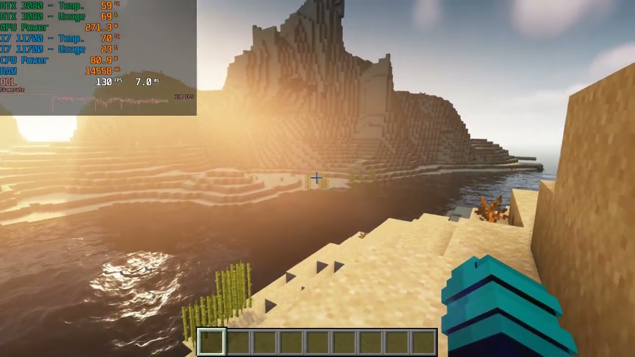 RTX 3080 + I7 11700 (NO K) » Test in Minecraft 1.18.2 » 16 vs 32 Chunks + Shader