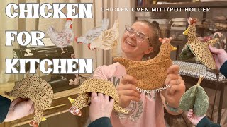 DIY Tutorial for Oven Mitt/ Pot Holder with Pattern - Chicken Oven Mitt Sewing