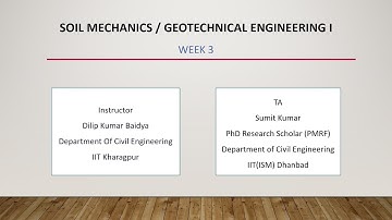 NPTEL Soil Mechanics Geotechnical Engineering I: WEEK3