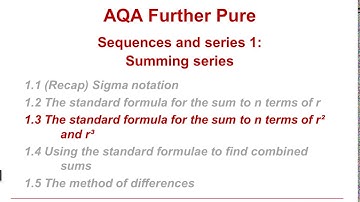 AQA Further Pure: Sequences and series 1-3