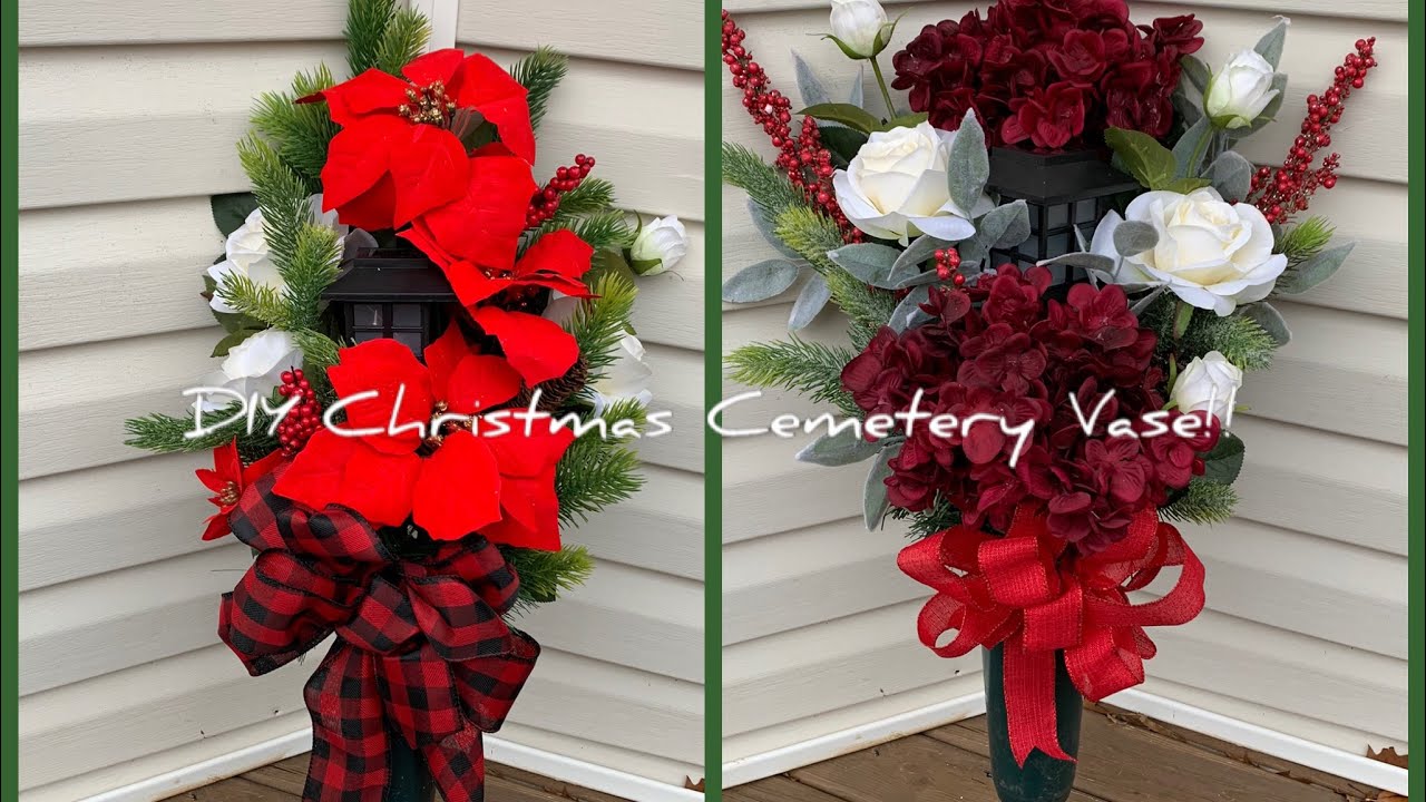How to make a DIY Christmas solar cemetery floral vase!! YouTube