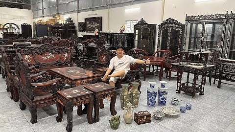 Clip 2148 (7/10/2024) bộ bàn gỗ mun ta xưa khánh rồng, gốm chu đậu cổ, gốm Tàu, đồ gỗ cẩn ốc