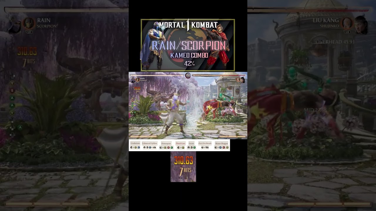 Mk1 Rain Combo 42% damage Scorpion Kameo 1 bar 1kameo 