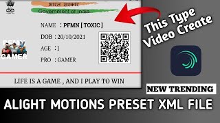Aadhaar card status video editing alight motion || Id card xml file