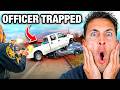 Criminal Truck Crashes On Cop