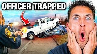 Criminal Truck Crashes On Cop
