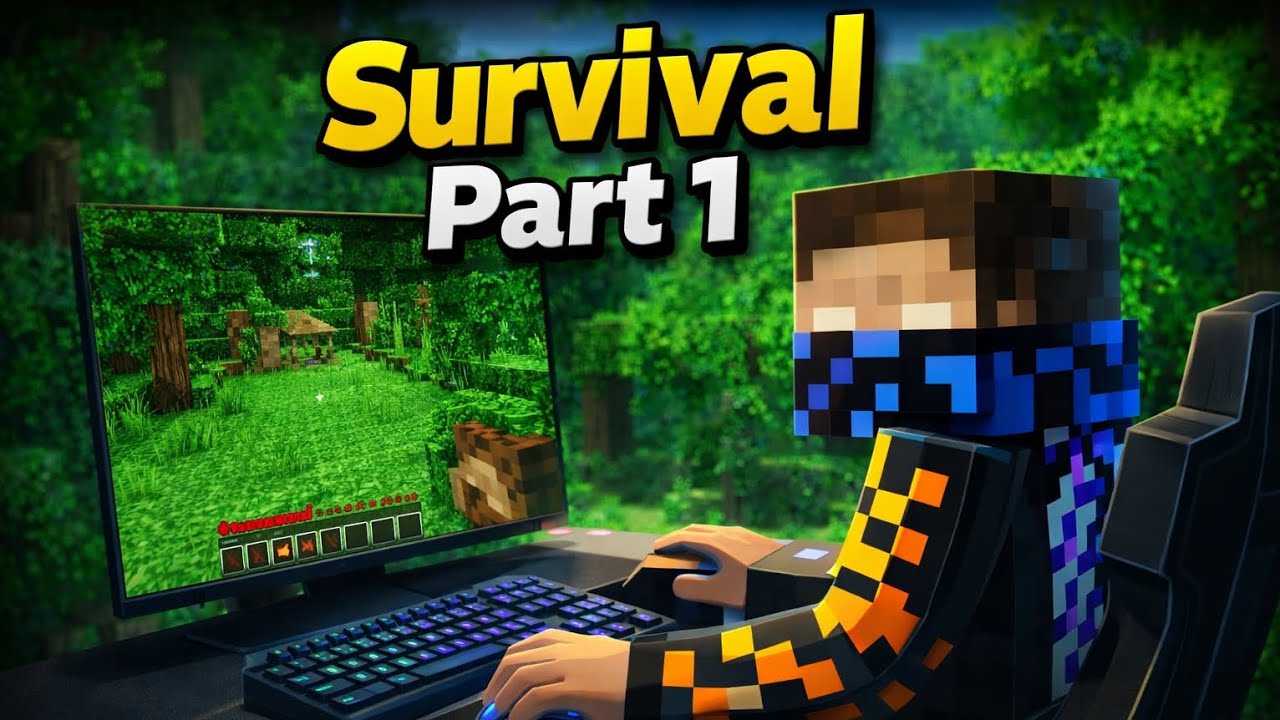 Minecraft Survival Part 1 | First Day in Jungle 🌿 | Keyboard Mouse Gameplay