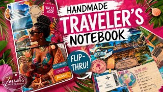 HANDMADE TRAVELER’S NOTEBOOK FLIP-THRU | Vacation-Themed DIY Folder Tutorial