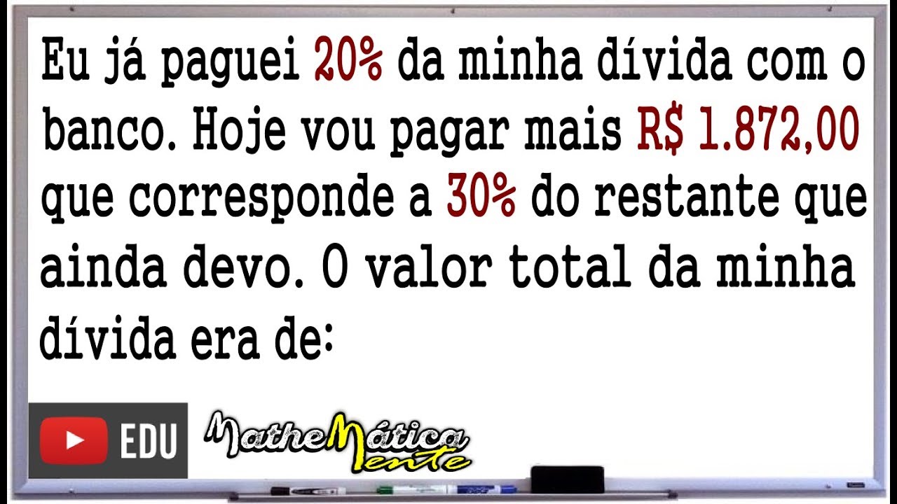 QUESTÕES DE CONCURSO COM PORCENTAGEM #1 - Prof. Robson Liers - Mathematicamente