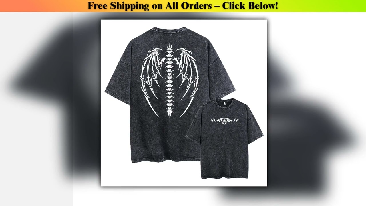 Oversized Wings Printed Tshirts Men Gym Vintage Heavyweight T Shirts Cotton Workout Acid Wash Baggy