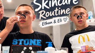 Skincare Day With Ethan & Eli ❤️ #fyp #autism