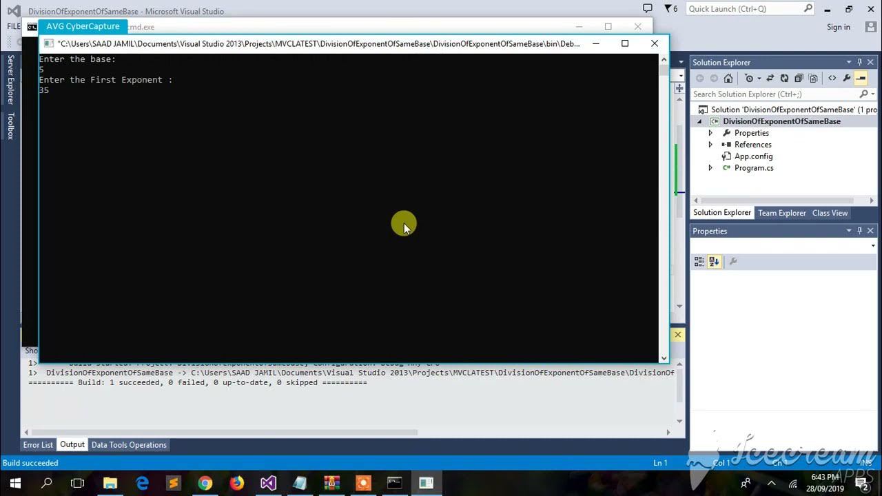 C# Program to Perform Division of Exponents of Same Base - YouTube