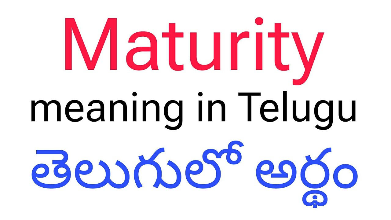 Maturity Meaning In Telugu Maturity Maturity 