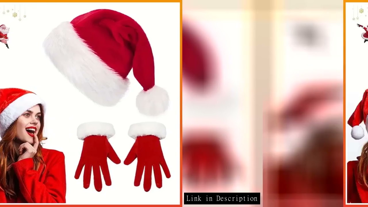 Santa Claus Gloves White Fur Fancy Dress Party Short Red Santa Full Finger Gloves Christmas Festive
