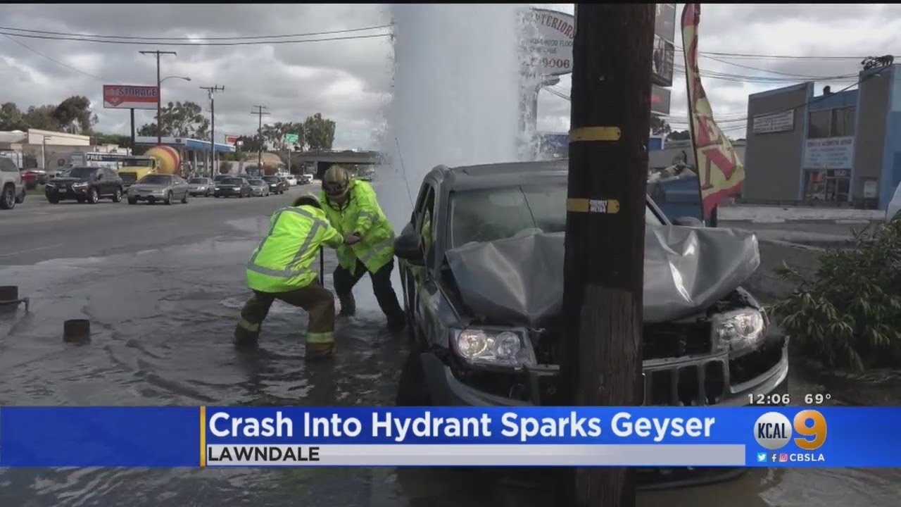 SUV Takes Out Hydrant In Lawndale, Sending Up Geyser