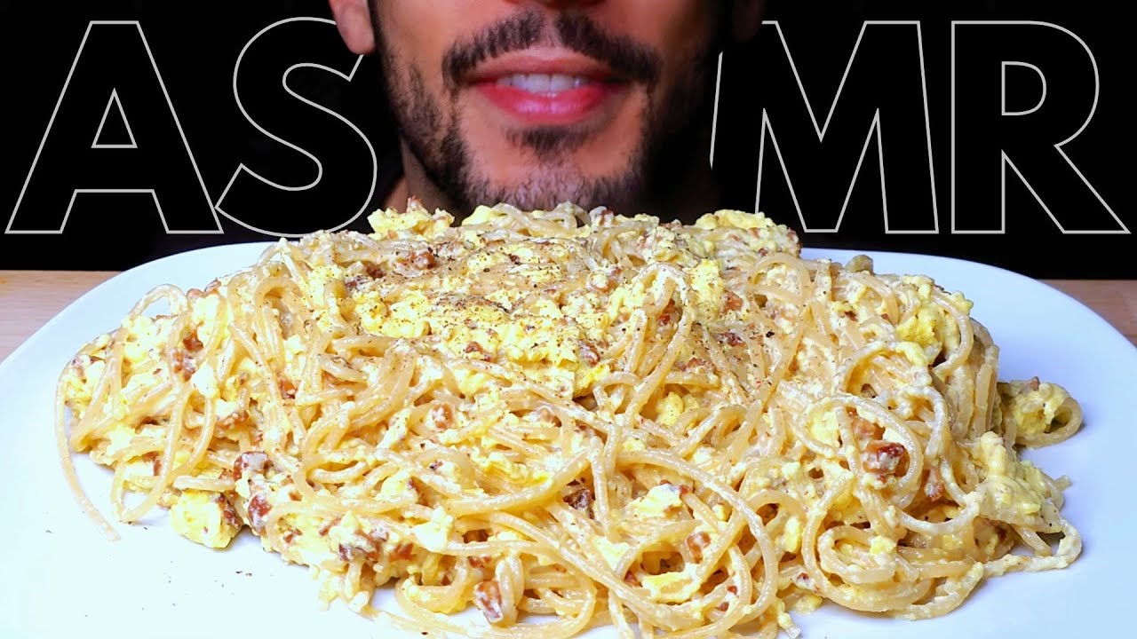 ASMR SPAGHETTI BACON CARBONARA PASTA (EATING SOUNDS) NO TALKING MUKBANG