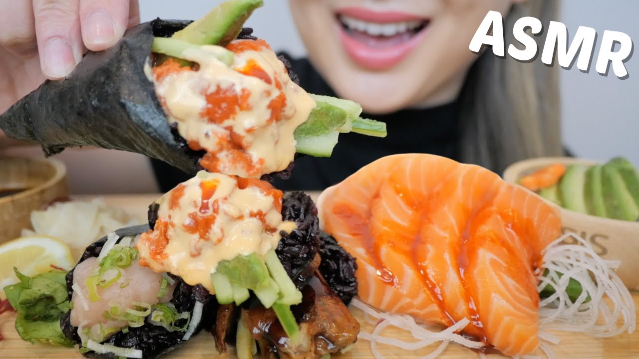 BLACK RICE Sushi Cone *Spicy Salmon, Unagi, and Negitoro Cone with Spicy Salmon Cone & Avo Sunomono