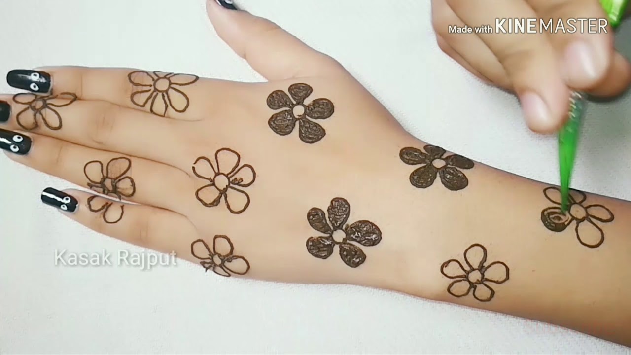 Beautiful Simple Flowers Mehndi Design For Back Hand Side New