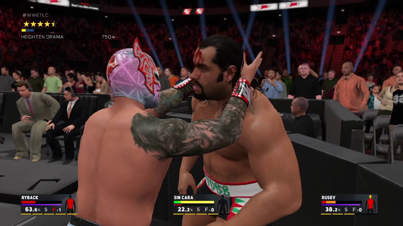 WWE 2K17 Sin Cara VS Ryback VS Rusev In A Triple Threat Match