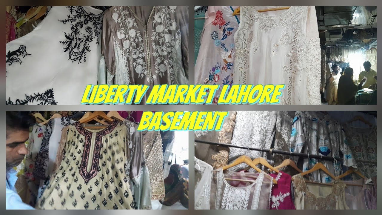 Liberty market lahore fancy dresses/ari work tread work/fancy shawls/machine work dresses/ basement 