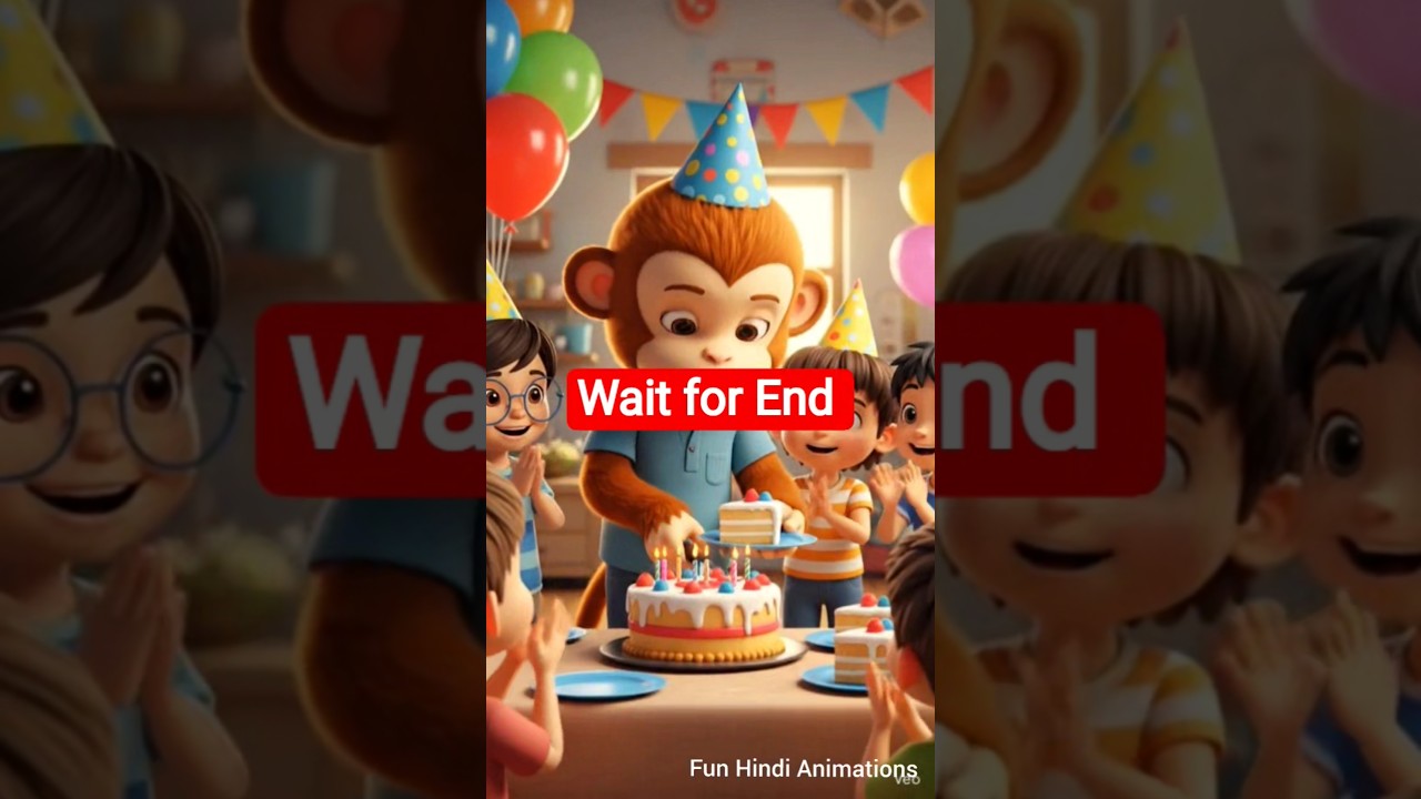🐒 Monkey ka sapna – cake lekar khushi baantna 🎂 